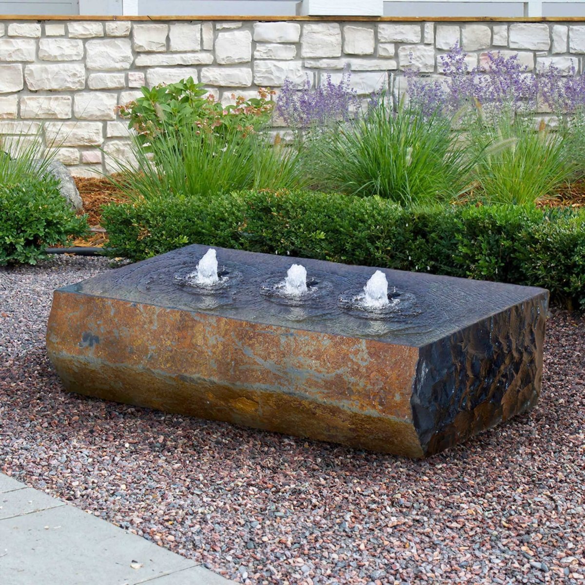 Landscaping Basalt Block "Ichise" Triple Drilled Fountain - Complete Kit - Blue Thumb - American Pond Supplies -Landscaping Basalt Block "Ichise" Triple Drilled Fountain - Complete Kit