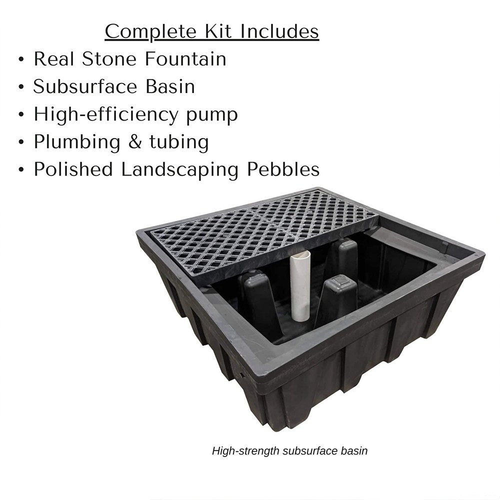 Landscaping Basalt Block "Ichise" Triple Drilled Fountain - Complete Kit - Blue Thumb - American Pond Supplies -Landscaping Basalt Block "Ichise" Triple Drilled Fountain - Complete Kit