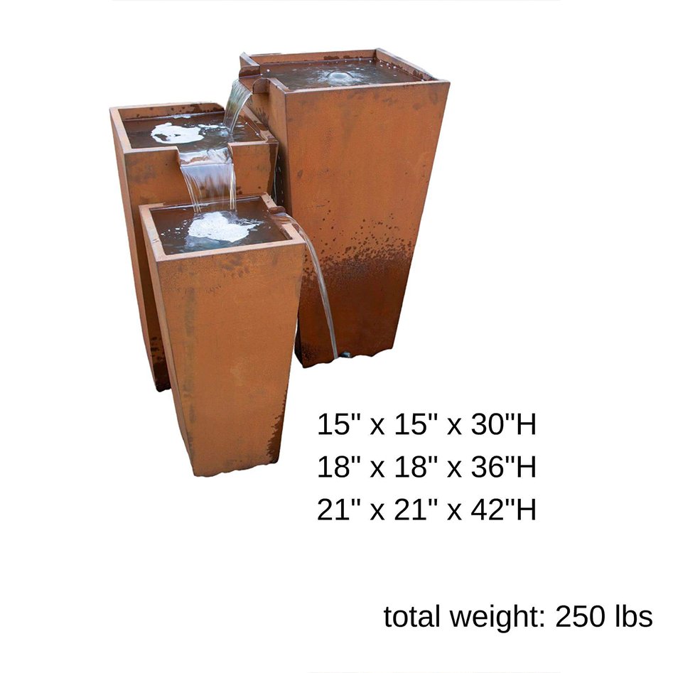 Landscaping Corten Steel 3-piece "Rusted" Urn Fountain Kit - Blue Thumb - American Pond Supplies -Landscaping Corten Steel 3-piece "Rusted" Urn Fountain Kit