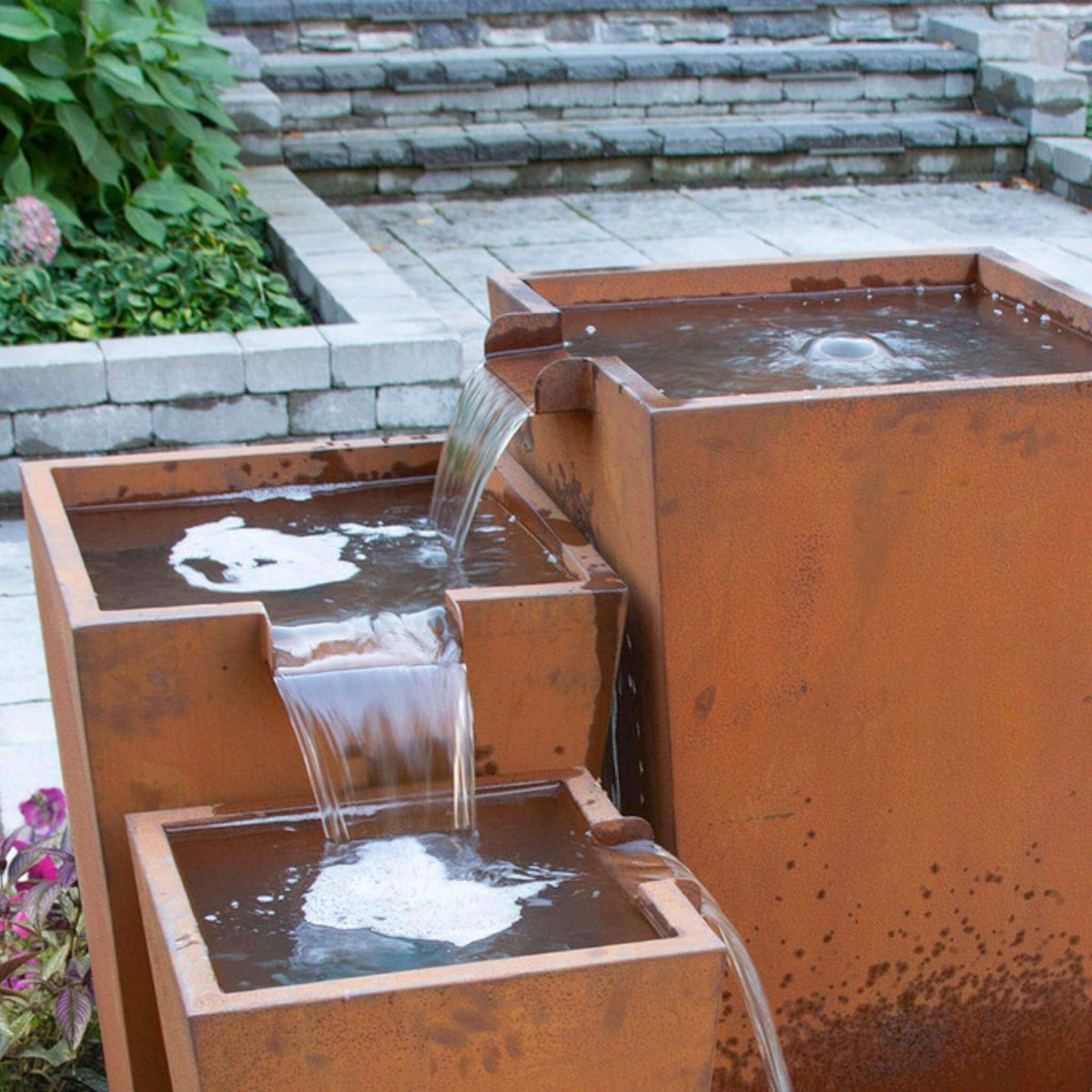 Landscaping Corten Steel 3-piece "Rusted" Urn Fountain Kit - Blue Thumb - American Pond Supplies -Landscaping Corten Steel 3-piece "Rusted" Urn Fountain Kit