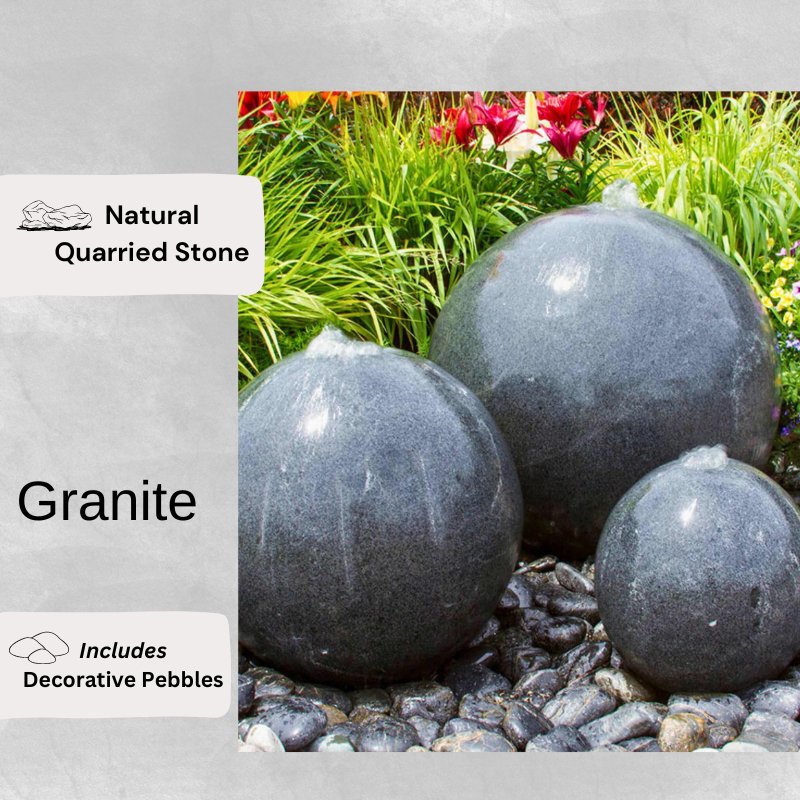 Landscaping Triple Granite Sphere Fountain - Complete Kit - Blue Thumb - American Pond Supplies -Landscaping Triple Granite Sphere Fountain - Complete Kit