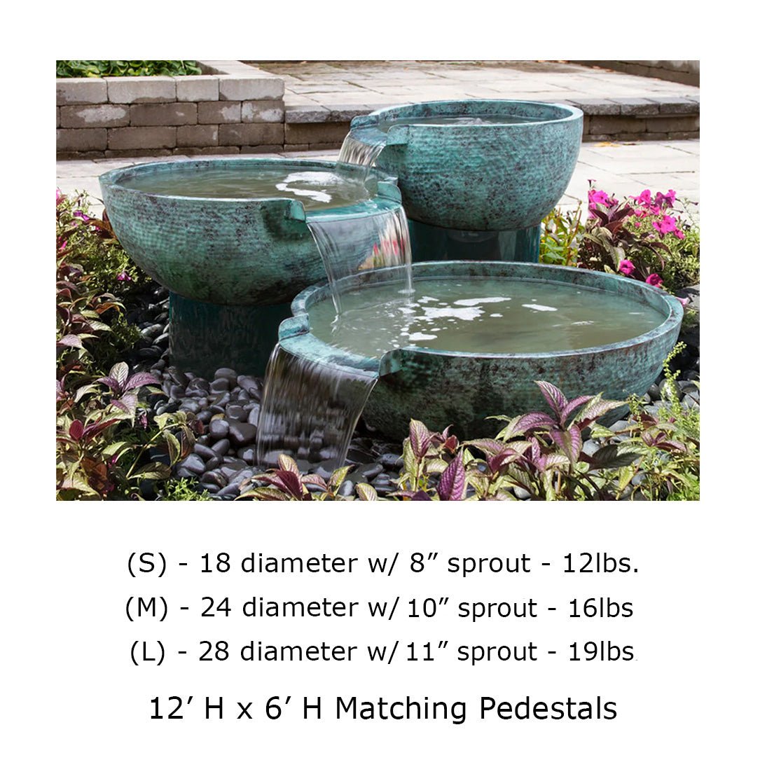 Landscaping Triple Spillway Stone Bowl Fountain - ABBTB3K - Blue Thumb