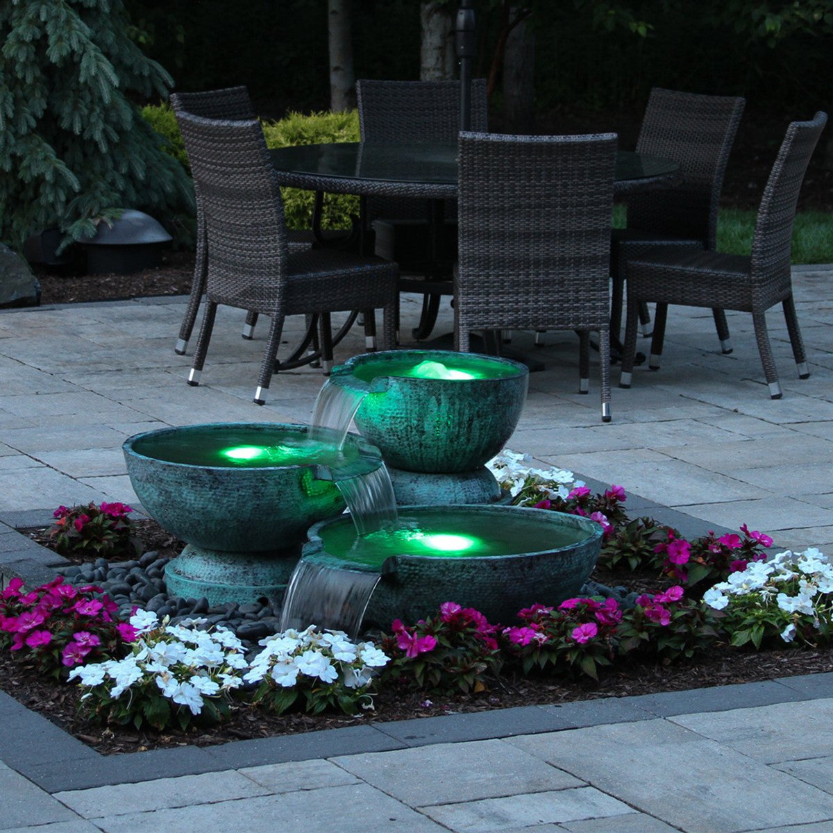 Landscaping Triple Spillway Stone Bowl Fountain - Blue Thumb - American Pond Supplies -Landscaping Triple Spillway Stone Bowl Fountain