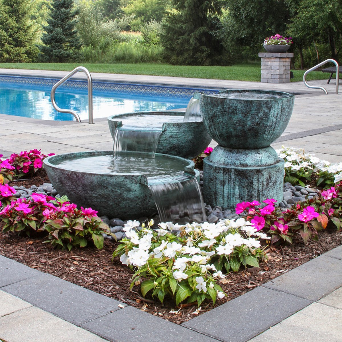 Landscaping Triple Spillway Stone Bowl Fountain - Blue Thumb - American Pond Supplies -Landscaping Triple Spillway Stone Bowl Fountain