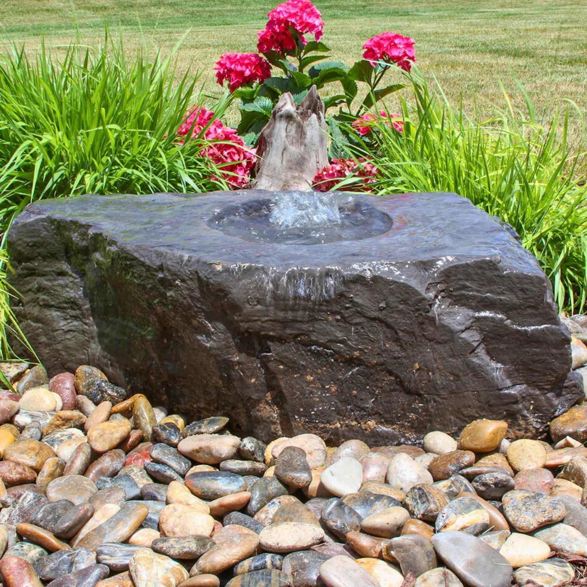 Medium Bird Bath Stone Outdoor Fountain - Blue Thumb - American Pond Supplies -Medium Bird Bath Stone Outdoor Fountain