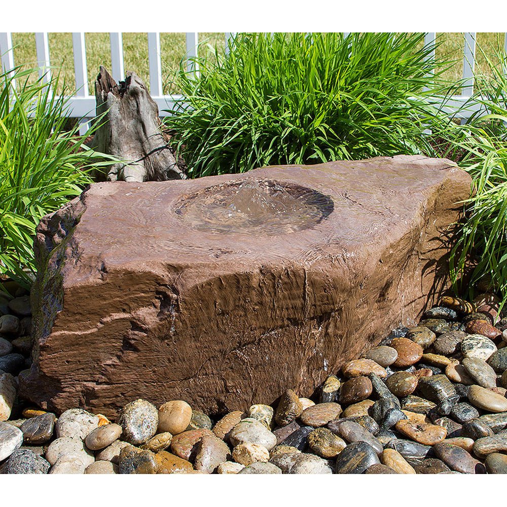 Medium Bird Bath Stone Outdoor Fountain - Blue Thumb - American Pond Supplies -Medium Bird Bath Stone Outdoor Fountain