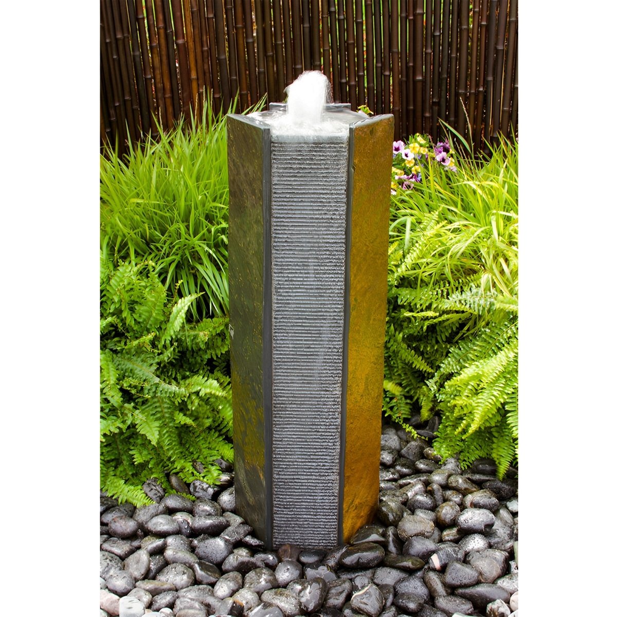 Octagon Basalt Stone Tower Fountain - Blue Thumb - American Pond Supplies -Octagon Basalt Stone Tower Fountain