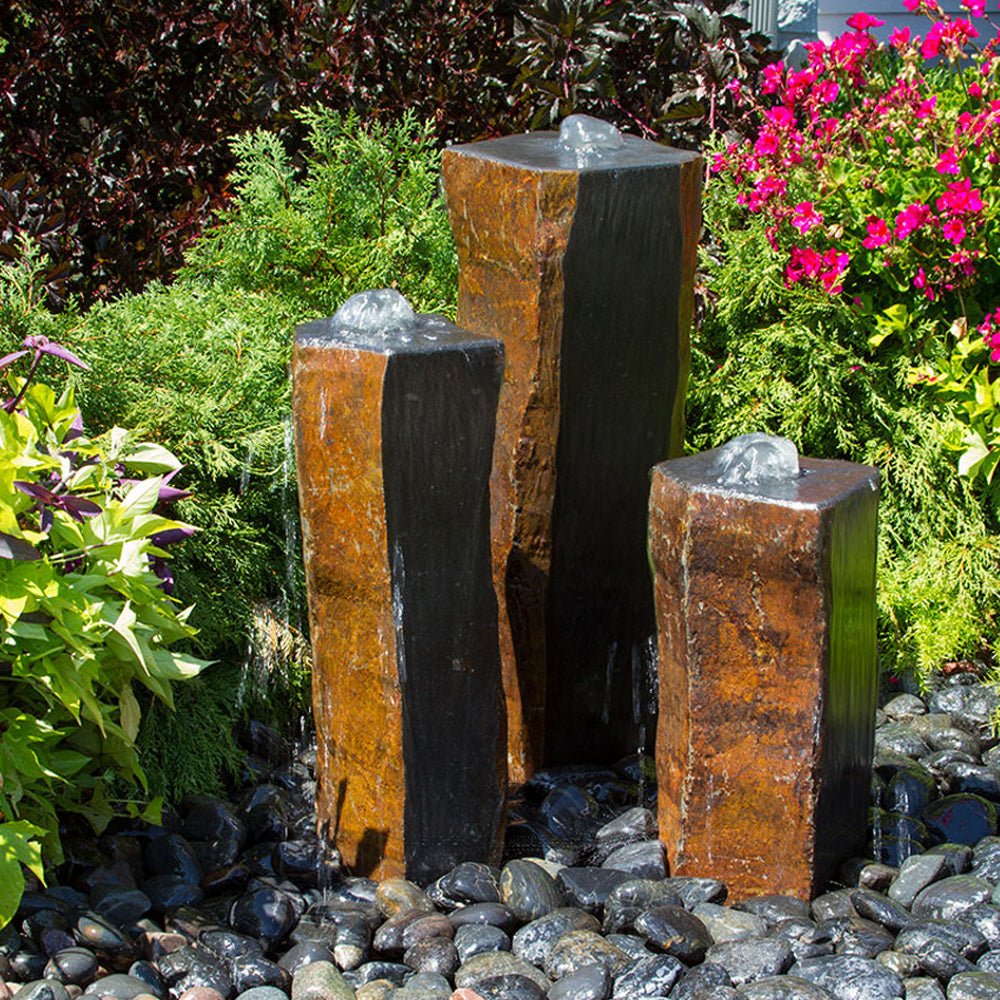 One Side Polished Basalt Stone Fountain - Blue Thumb - American Pond Supplies -One Side Polished Basalt Stone Fountain