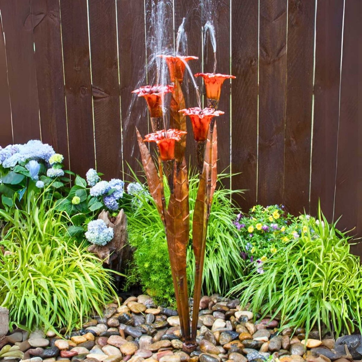 Orange Trumpet Copper & Glass Fountain Kit - Blue Thumb - American Pond Supplies -Orange Trumpet Copper & Glass Fountain Kit