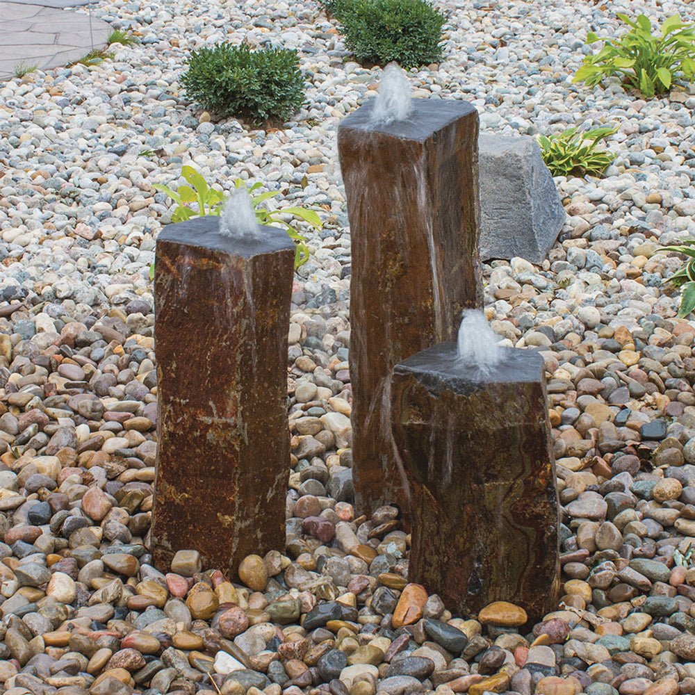 Polished Top Basalt Rock Column Fountain - Blue Thumb - American Pond Supplies -Polished Top Basalt Rock Column Fountain