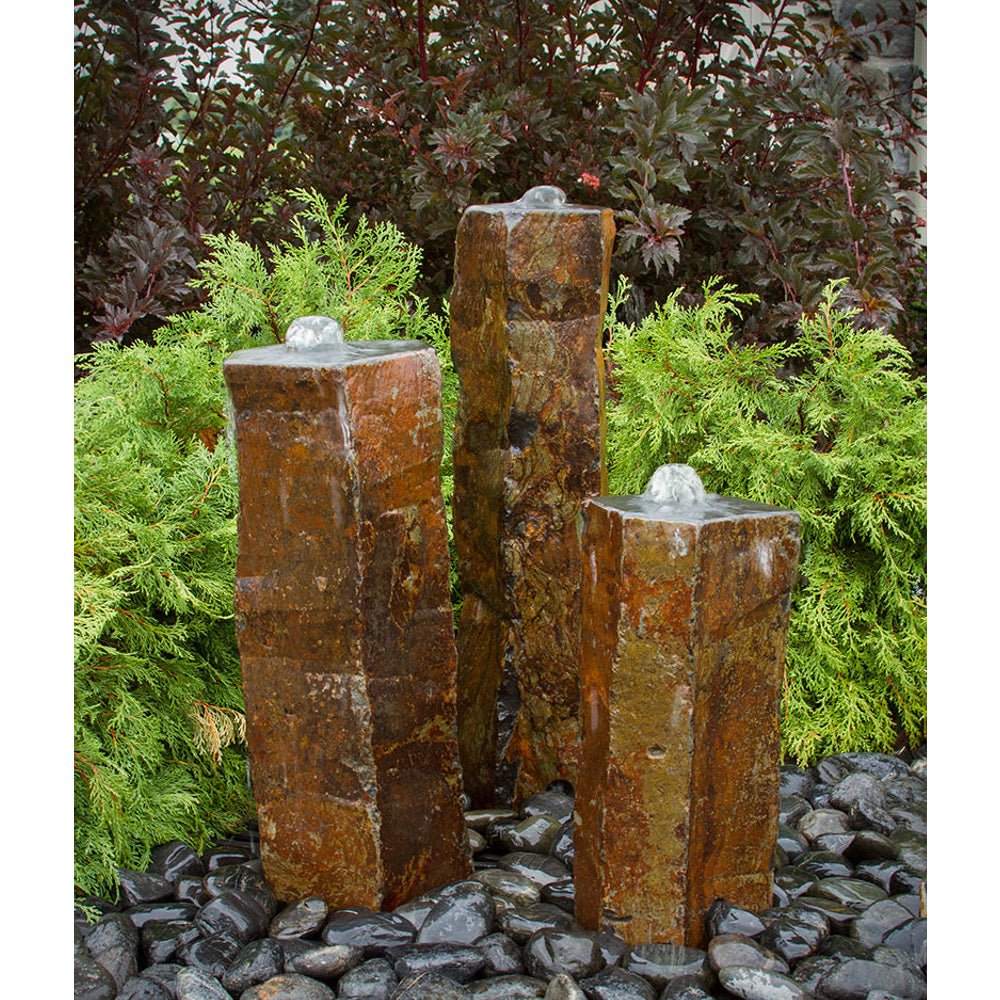 Polished Top Basalt Rock Column Fountain - Blue Thumb - American Pond Supplies -Polished Top Basalt Rock Column Fountain