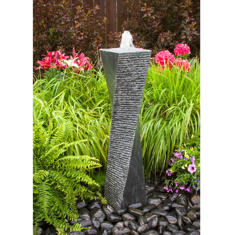 Polished Twist Granite Stone Fountain Kits - Blue Thumb - American Pond Supplies -Polished Twist Granite Stone Fountain Kits