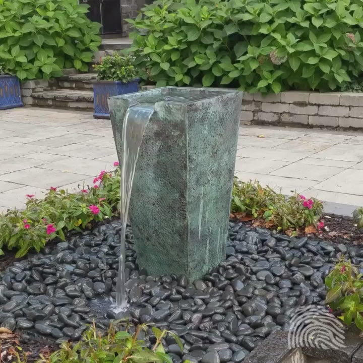 Tapered Square Brass Urn Fountain - Complete Kit