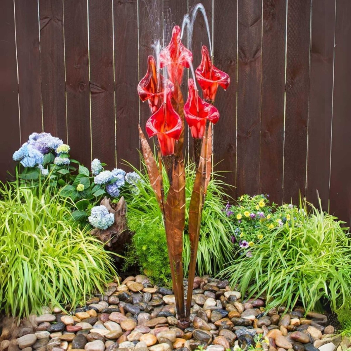 Red Iris Copper & Glass Fountain Kit - Blue Thumb - American Pond Supplies -Red Iris Copper & Glass Fountain Kit