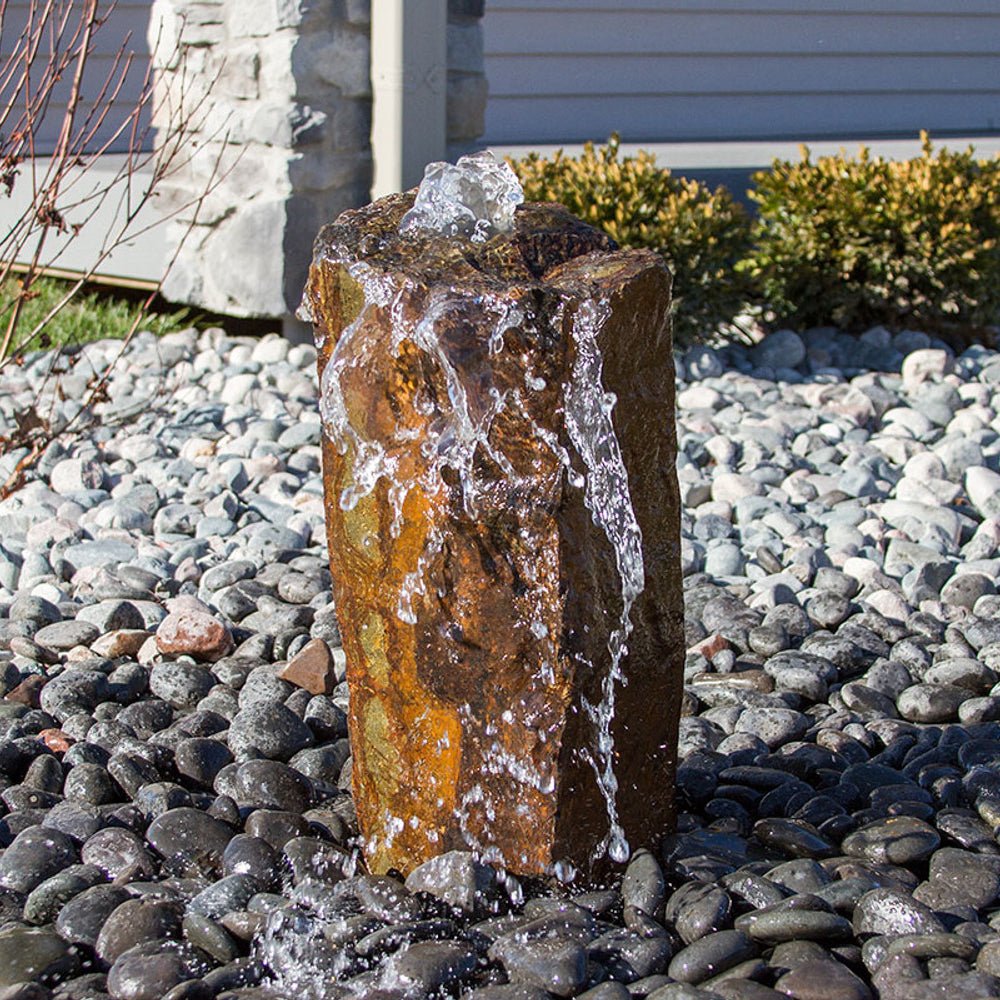 Rustic Basalt Rock Column Fountain - Blue Thumb - American Pond Supplies -