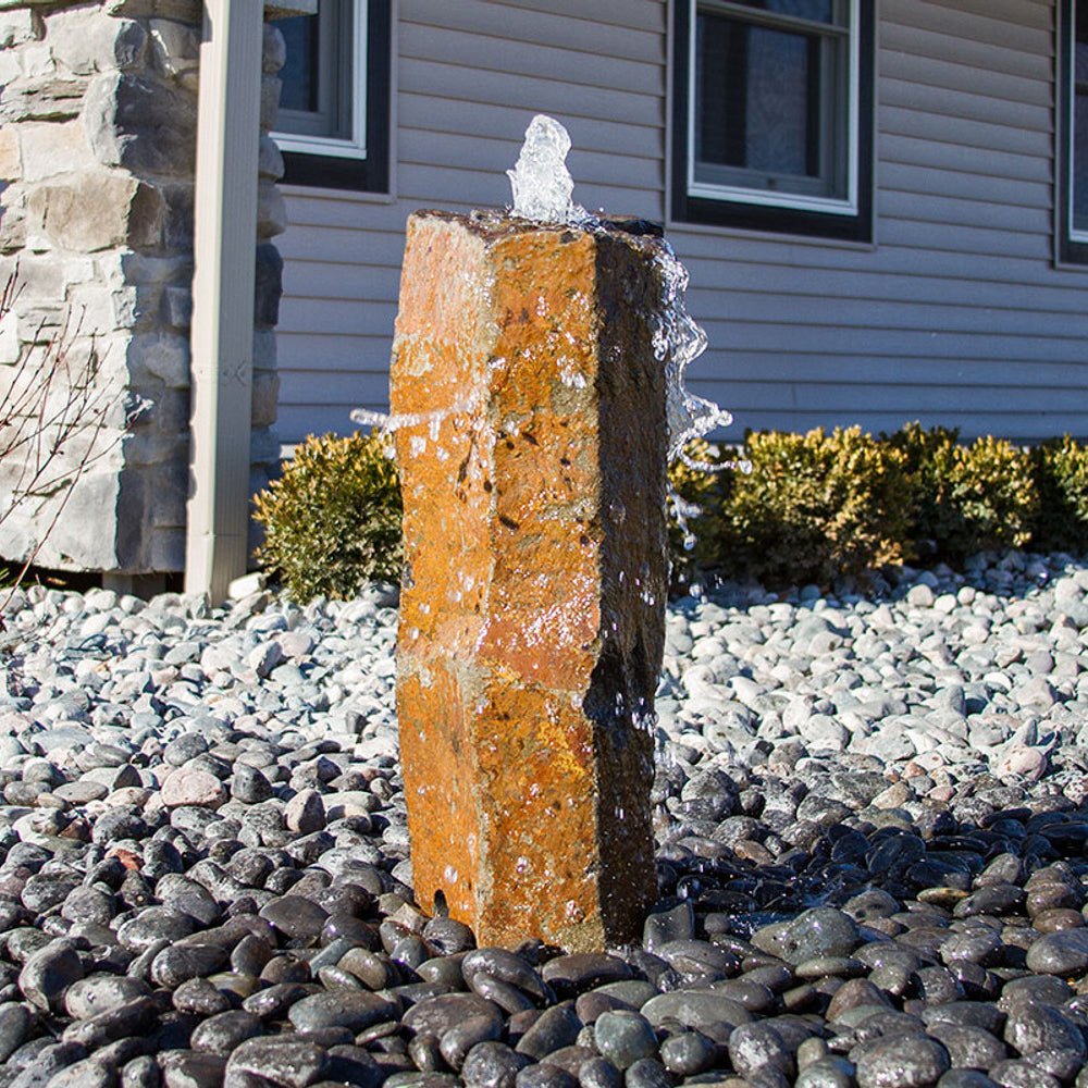 Rustic Basalt Rock Column Fountain - Blue Thumb - American Pond Supplies -