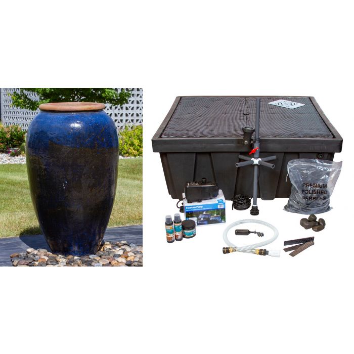 Sapphire Blue Large Tuscany Single Vase Fountain Kit - FNT50-AB482 - Blue Thumb - American Pond Supplies -Sapphire Blue Large Tuscany Single Vase Fountain Kit - FNT50-AB482