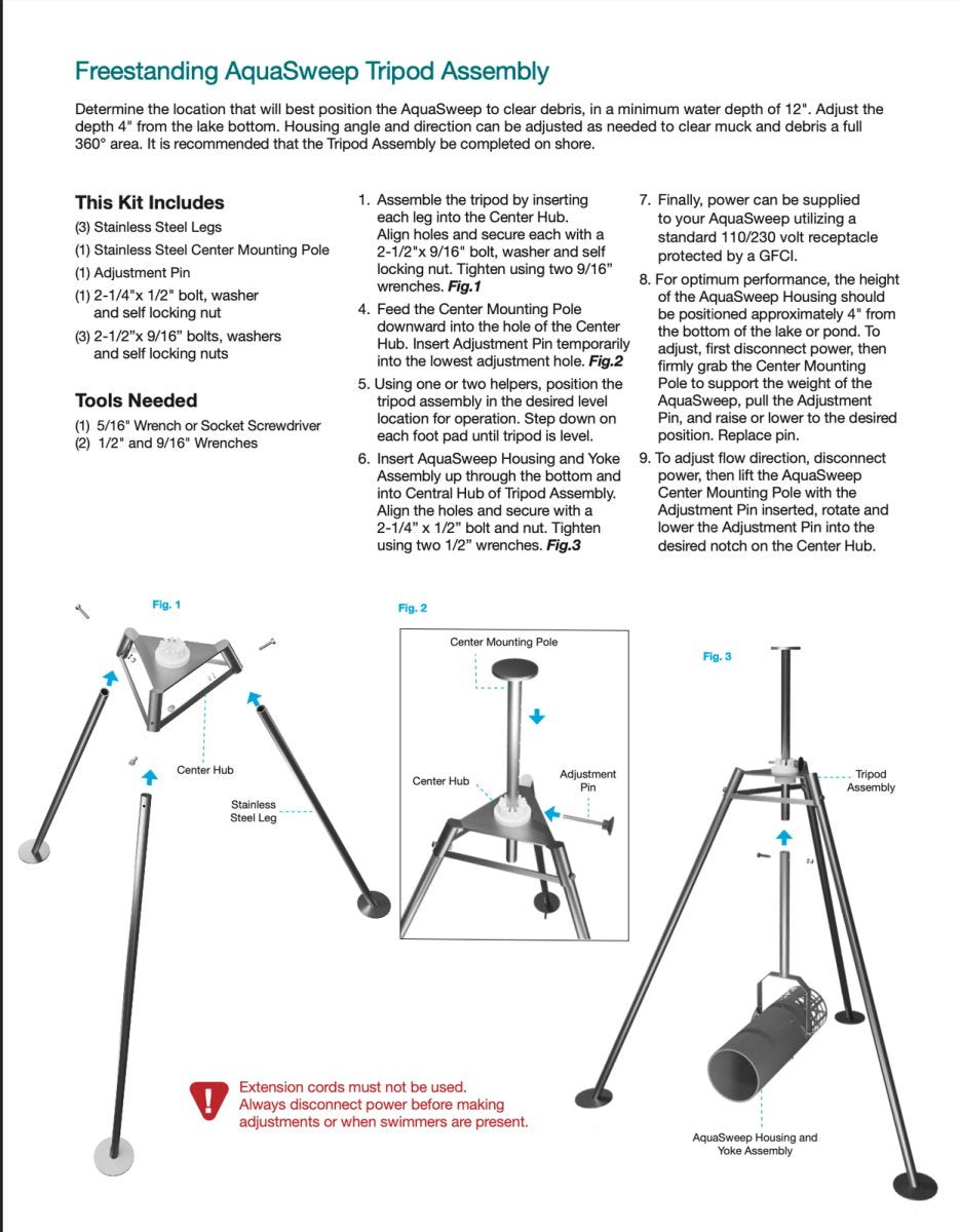 Scott Aerator: Adapter for Freestanding Aquasweep/De - icer Tripod Stand - 20026.4 - Scott Aerator