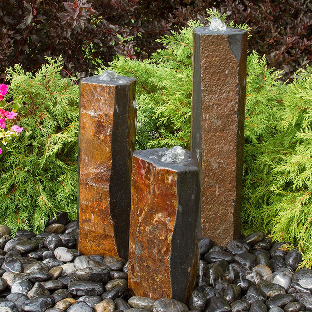 Semi-Polished Basalt Rock Column Fountain - Blue Thumb - American Pond Supplies -Semi-Polished Basalt Rock Column Fountain