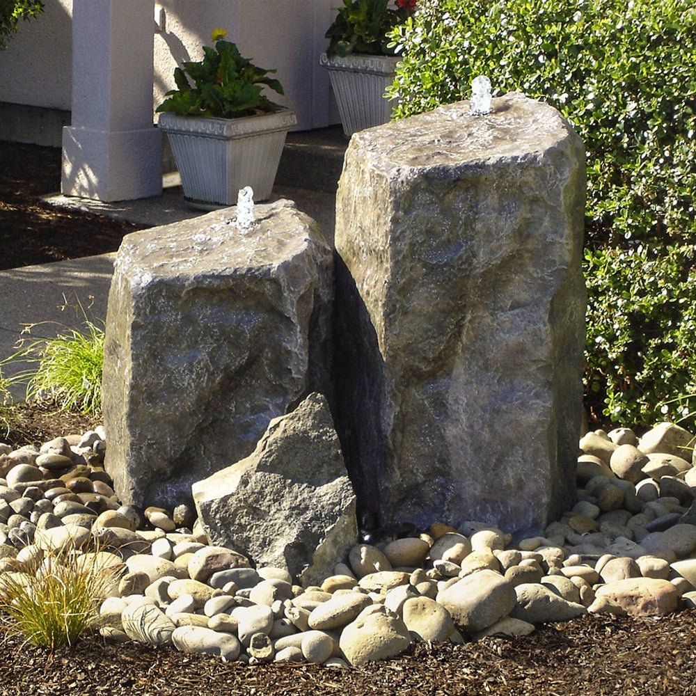 Tall Double Rock Watershed Outdoor Fountain - Blue Thumb - American Pond Supplies -Tall Double Rock Watershed Outdoor Fountain