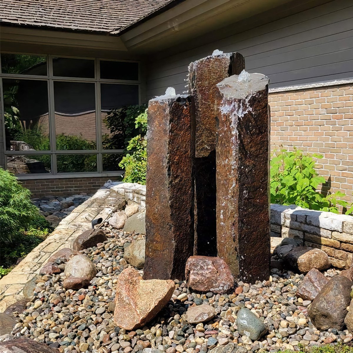 Tall Rustic Basalt Fountains - Blue Thumb - American Pond Supplies -Basalt Fountain Kit For Landscaping | Best Basalt Prices Online