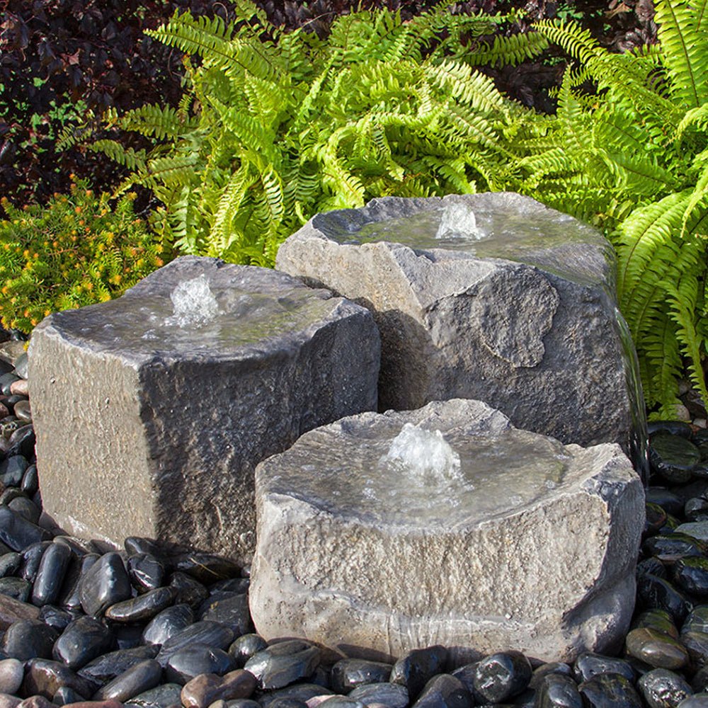 Triple Falls Garden Stone Fountain - Blue Thumb - American Pond Supplies -Triple Falls Garden Stone Fountain