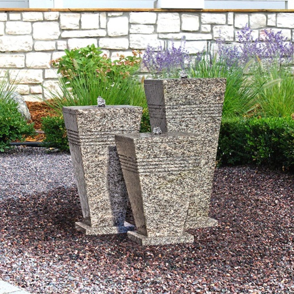 Triple Stone Urn Outdoor Fountain - Blue Thumb - American Pond Supplies -Triple Stone Urn Outdoor Fountain