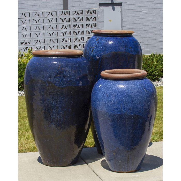 Tuscany Deep Blue Triple Vase  FNT50445 - Complete Fountain Kit - Blue Thumb - American Pond Supplies -Tuscany Deep Blue Triple Vase  FNT50445 - Complete Fountain Kit