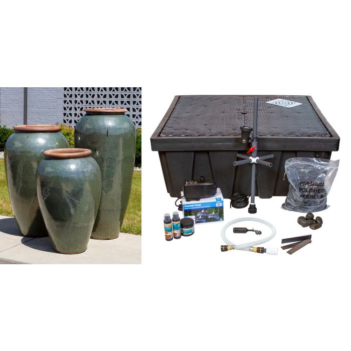 Tuscany Sage Green Triple Vase FNT50447 - Complete Fountain Kit - Blue Thumb - American Pond Supplies -Tuscany Sage Green Triple Vase FNT50447 - Complete Fountain Kit