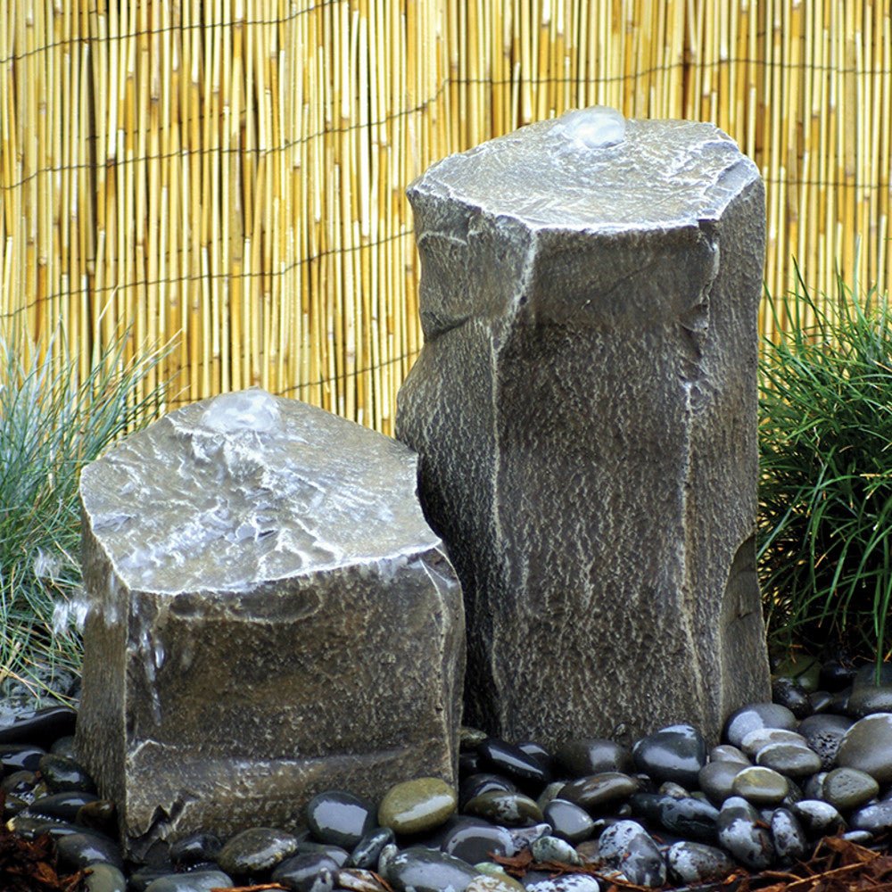 Twin Peaks Stone Outdoor Fountain - Blue Thumb - American Pond Supplies -Twin Peaks Stone Outdoor Fountain