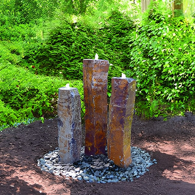 Large Polished Top Basalt Fountain 3 Piece Kit