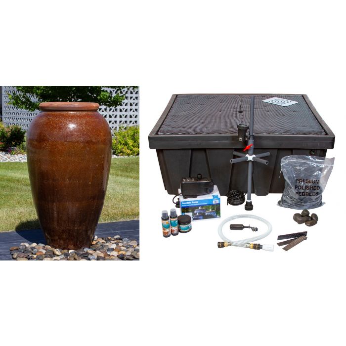 Walnut Large Tuscany Single Vase Fountain Kit - FNT50-AB480 - Blue Thumb - American Pond Supplies -Walnut Large Tuscany Single Vase Fountain Kit - FNT50-AB480