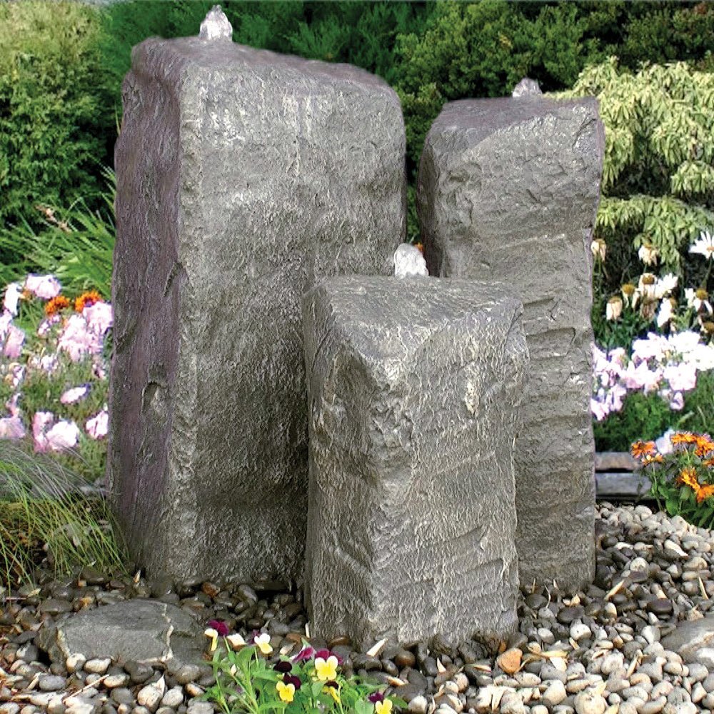 Watershed Cascade Triple Stone Outdoor Fountain - Blue Thumb - American Pond Supplies -Watershed Cascade Triple Stone Outdoor Fountain