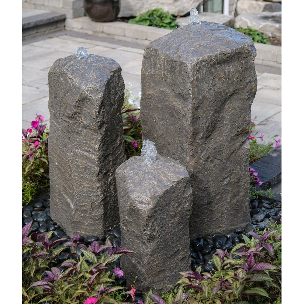 Watershed Cascade Triple Stone Outdoor Fountain - Blue Thumb - American Pond Supplies -Watershed Cascade Triple Stone Outdoor Fountain