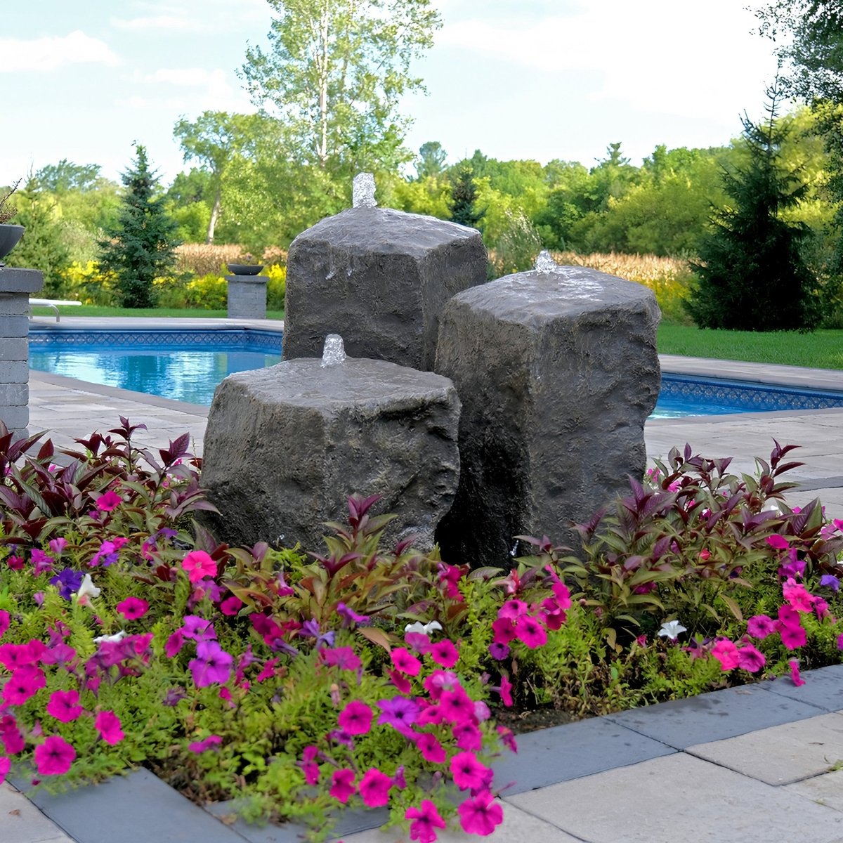 Watershed Triple Rock Outdoor Fountain - Blue Thumb - American Pond Supplies -Watershed Triple Rock Outdoor Fountain