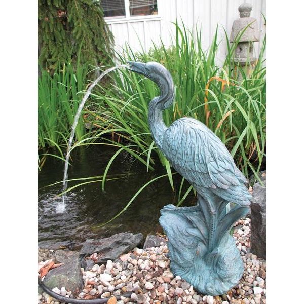 Bronze Resin Heron Fountain - American Pond Supplies Easy Pro Spitter Spitter